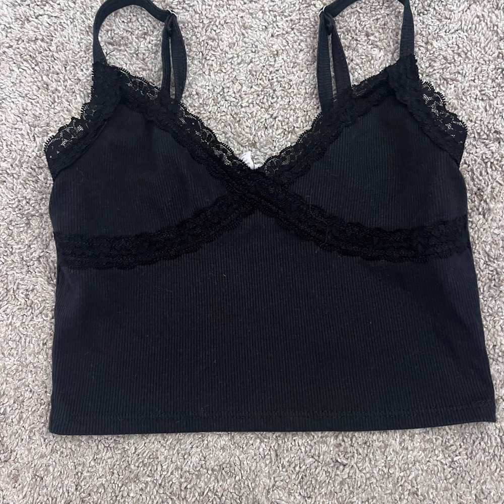Full Tilt xs black laced crop top